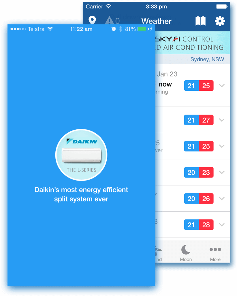 Image of a sample daikin advertisement on WillyWeather App